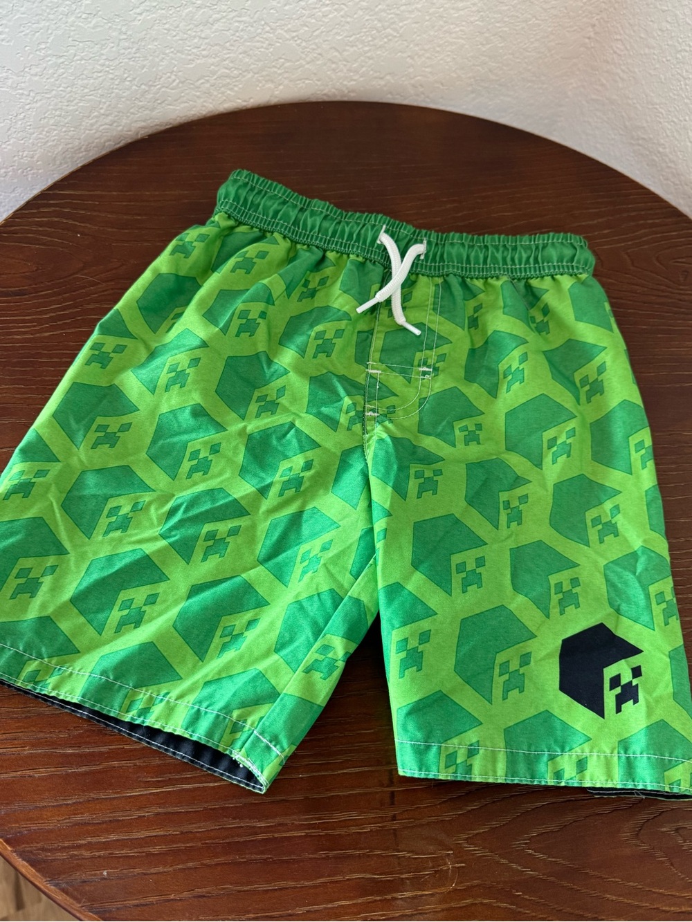 Minecraft Swimsuit Green - Boys Swim Shorts Trunks Size Small